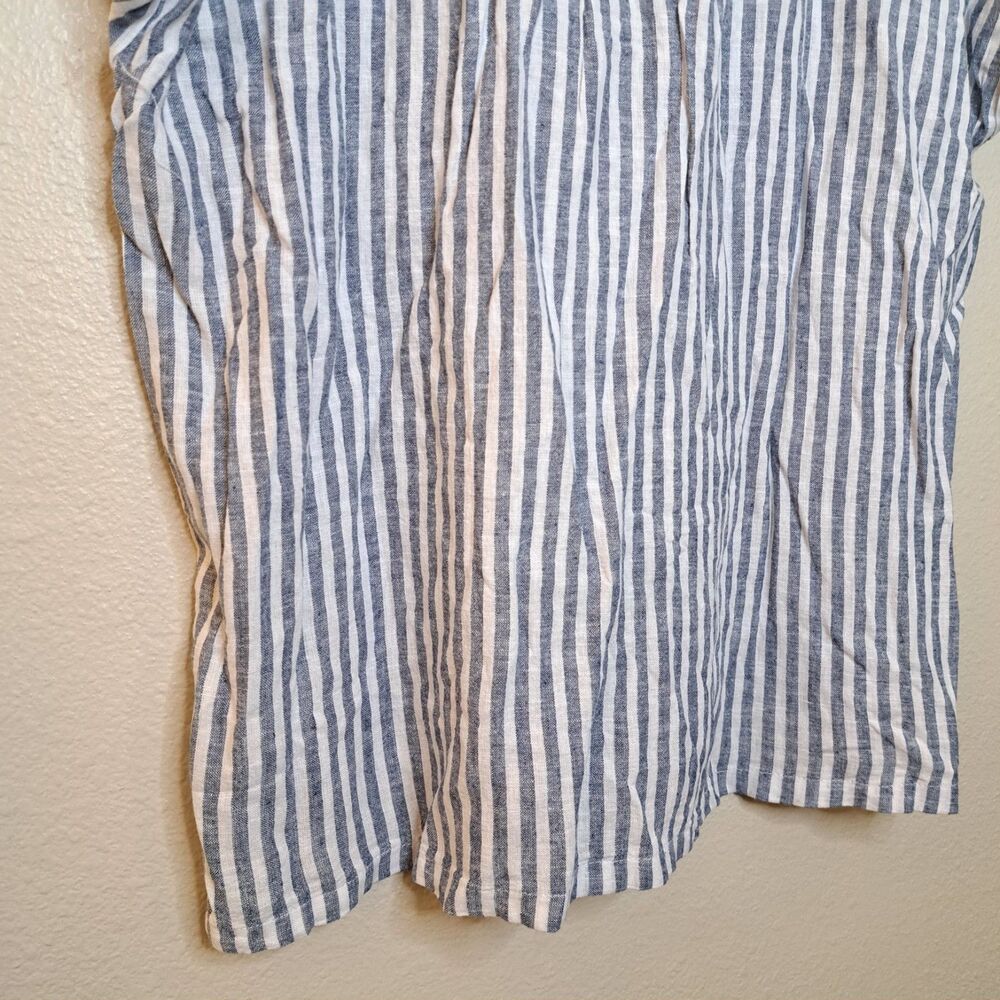 NEW Orvis Linen Blend Women Shirt Short Sleeve Blue Stripe Lightweight Size L - Picture 9 of 10